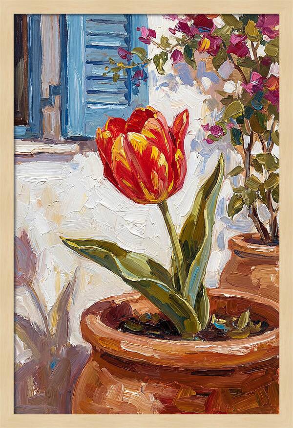 Vibrant Tulip In Mediterranean Setting