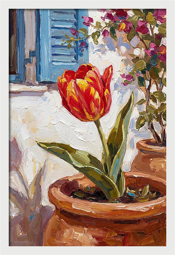 Vibrant Tulip In Mediterranean Setting