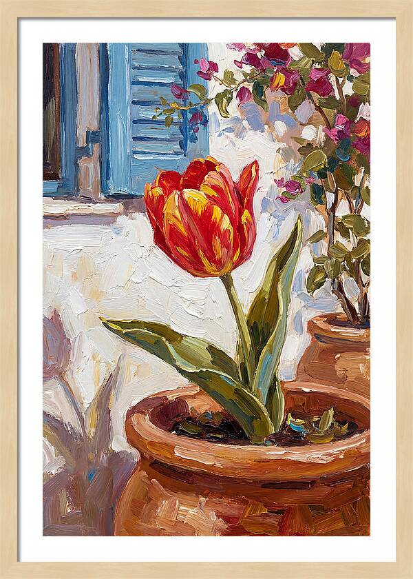 Vibrant Tulip In Mediterranean Setting