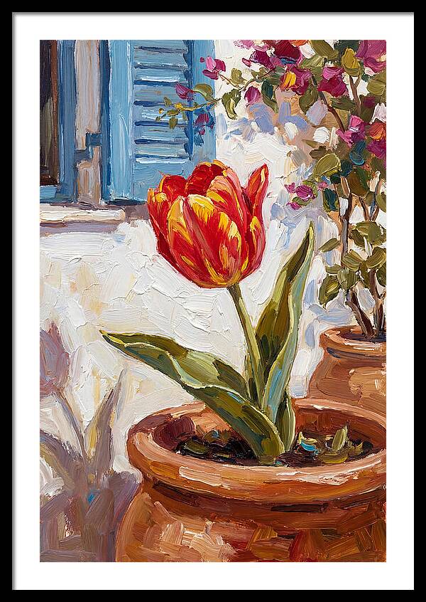 Vibrant Tulip In Mediterranean Setting