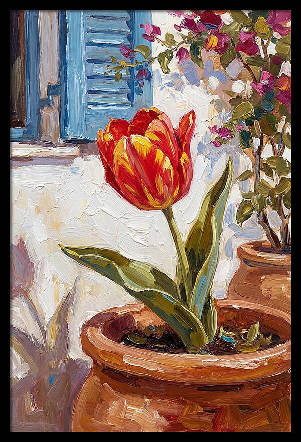Vibrant Tulip In Mediterranean Setting