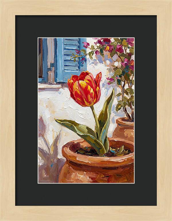 Vibrant Tulip In Mediterranean Setting