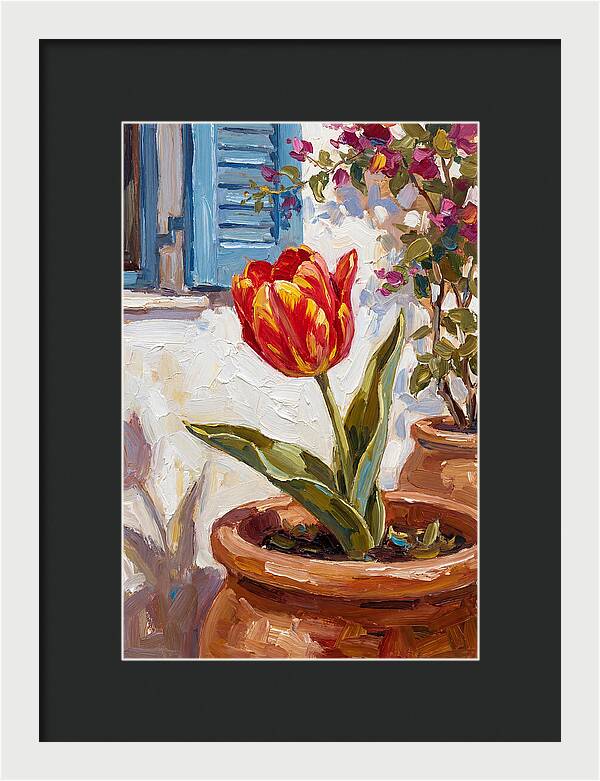 Vibrant Tulip In Mediterranean Setting