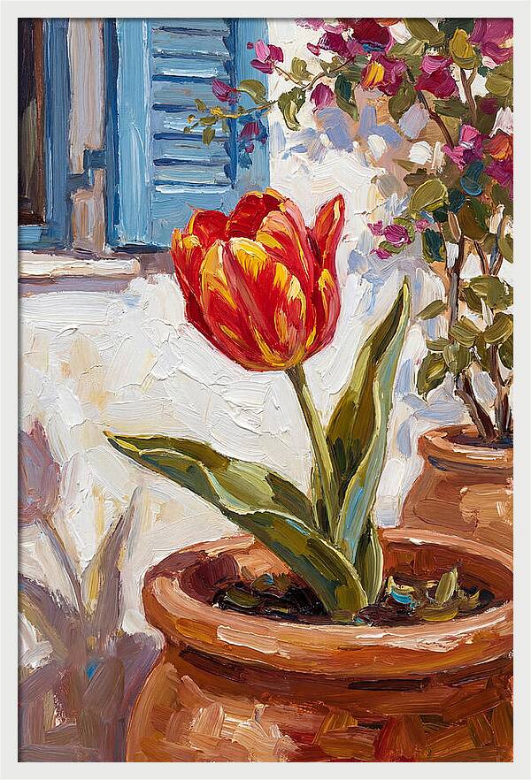 Vibrant Tulip In Mediterranean Setting