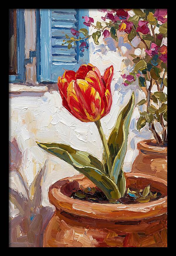 Vibrant Tulip In Mediterranean Setting