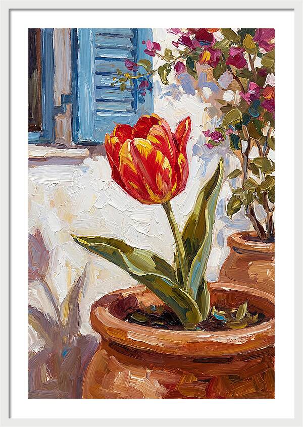 Vibrant Tulip In Mediterranean Setting