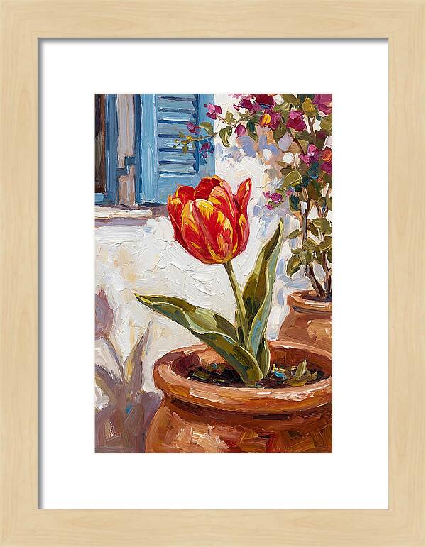 Vibrant Tulip In Mediterranean Setting