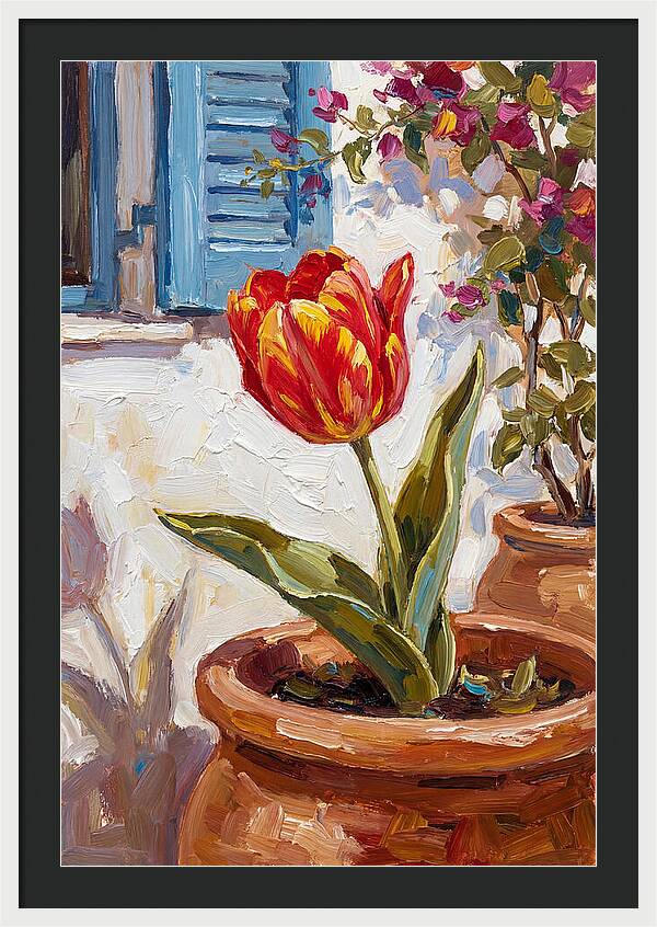 Vibrant Tulip In Mediterranean Setting