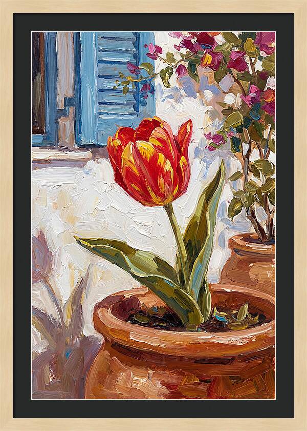 Vibrant Tulip In Mediterranean Setting