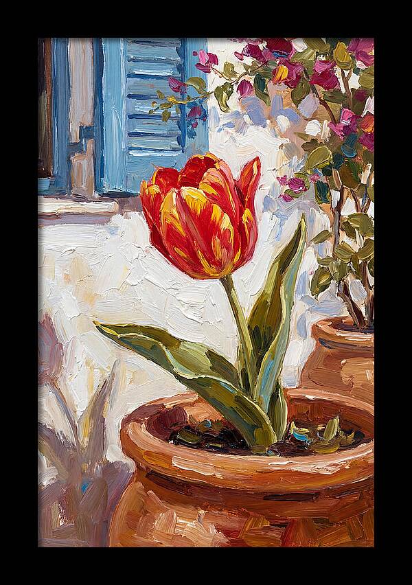 Vibrant Tulip In Mediterranean Setting