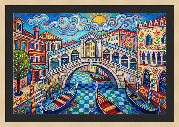 Vibrant Venice Bridge Scene