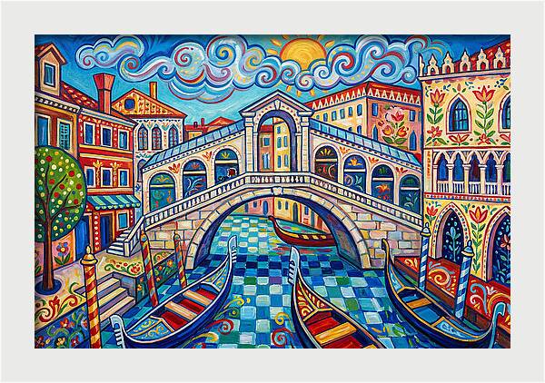 Vibrant Venice Bridge Scene