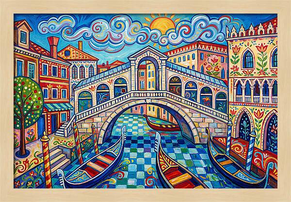 Vibrant Venice Bridge Scene