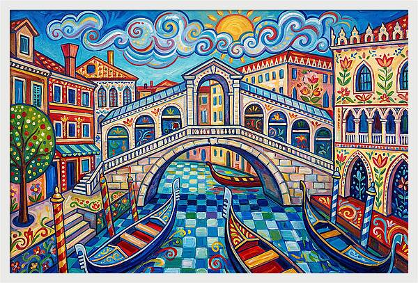 Vibrant Venice Bridge Scene