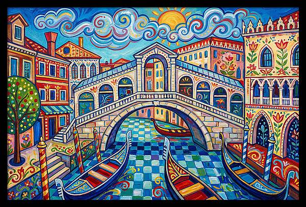 Vibrant Venice Bridge Scene