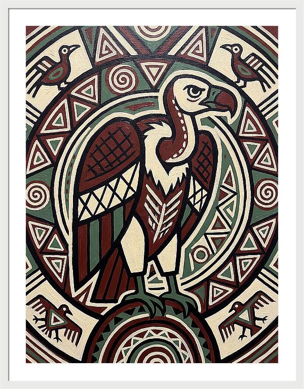 Vibrant Vulture Folk Art
