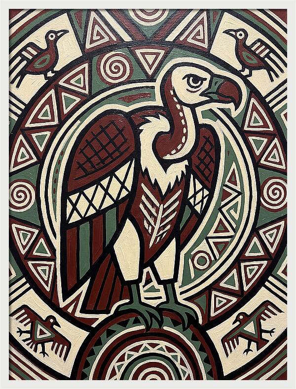 Vibrant Vulture Folk Art