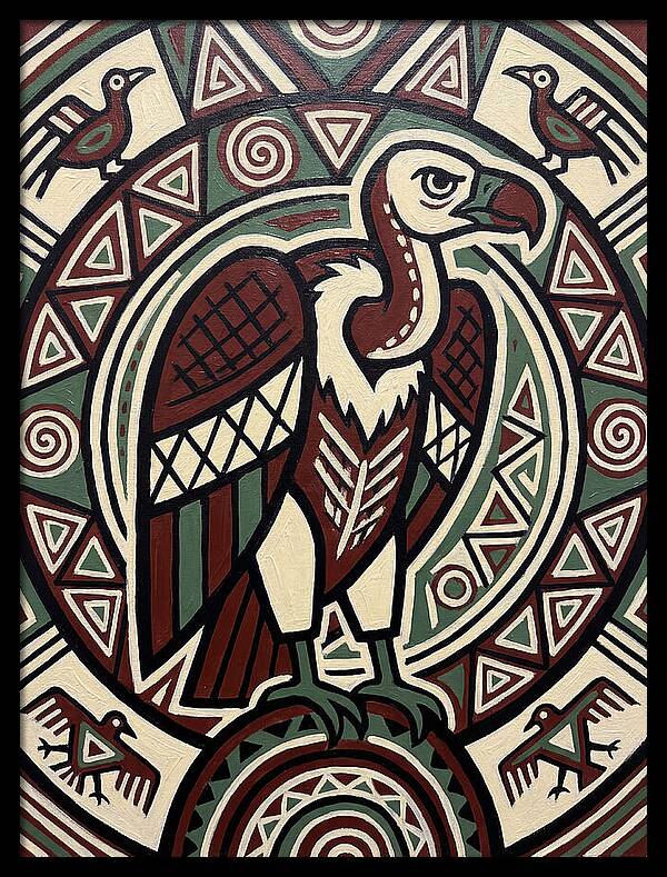 Vibrant Vulture Folk Art
