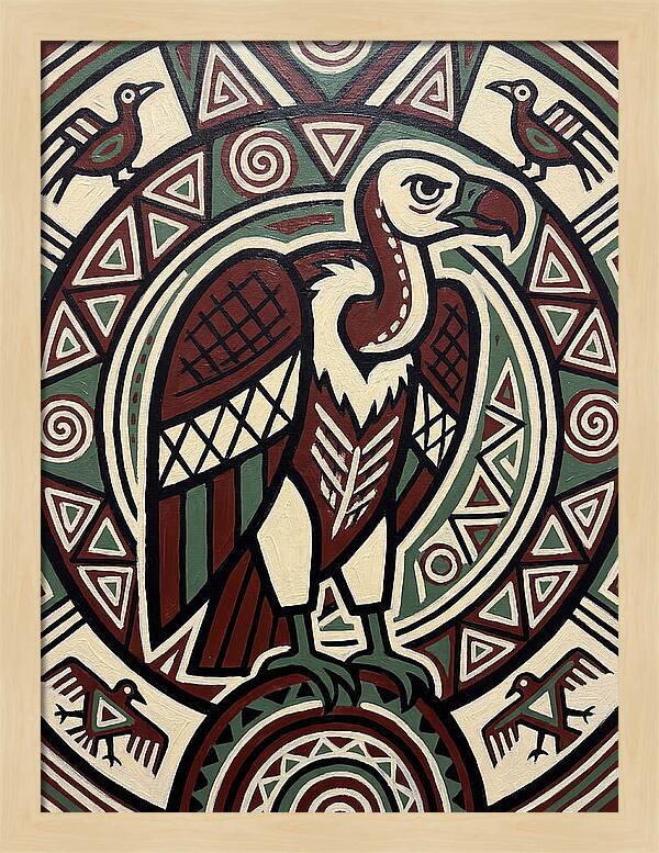 Vibrant Vulture Folk Art