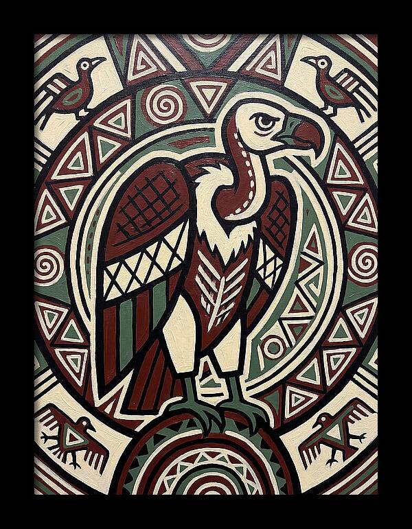 Vibrant Vulture Folk Art