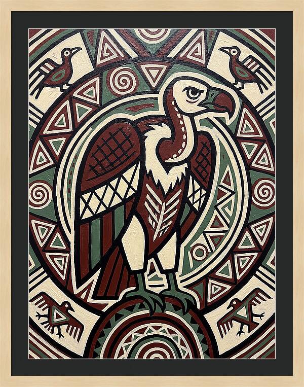 Vibrant Vulture Folk Art