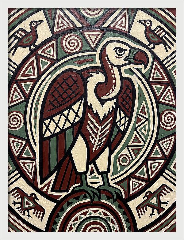 Vibrant Vulture Folk Art