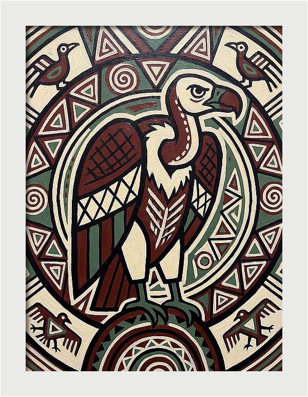Vibrant Vulture Folk Art