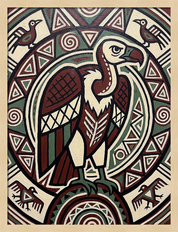 Vibrant Vulture Folk Art