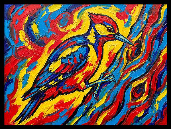 Vibrant Woodpecker In Motion