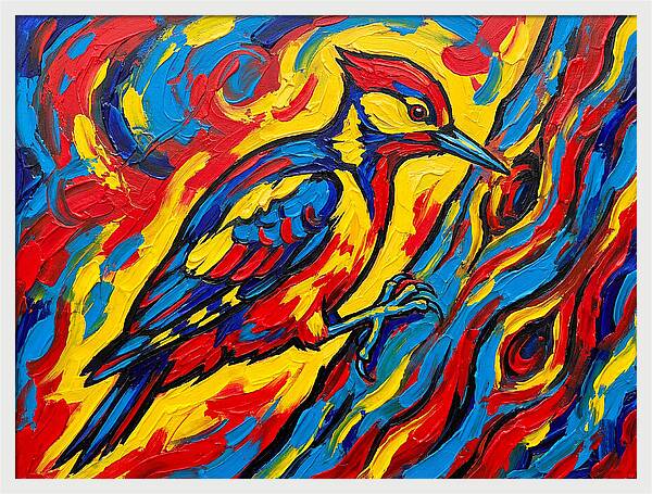 Vibrant Woodpecker In Motion