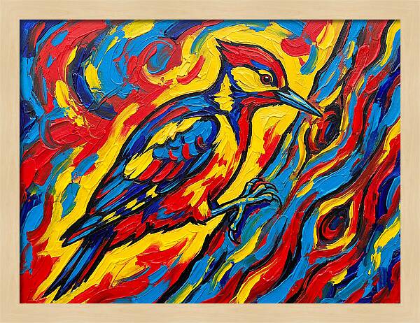 Vibrant Woodpecker In Motion