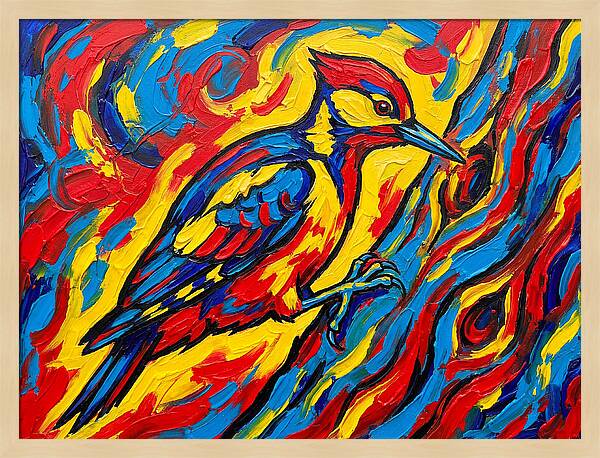 Vibrant Woodpecker In Motion