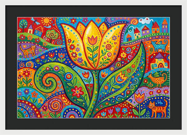 Vibrant Yellow Tulip Landscape
