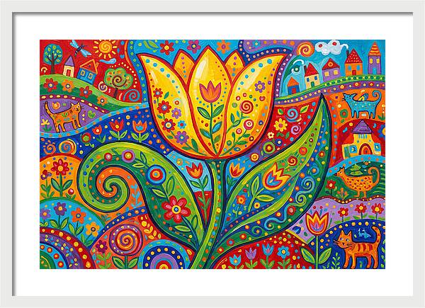Vibrant Yellow Tulip Landscape