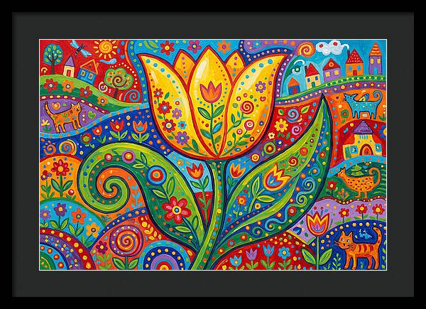 Vibrant Yellow Tulip Landscape