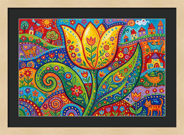 Vibrant Yellow Tulip Landscape
