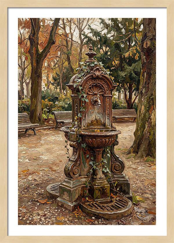 Victorian Drinking Fountain In Autumn