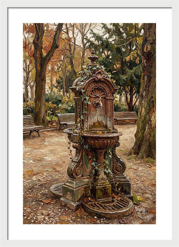 Victorian Drinking Fountain In Autumn