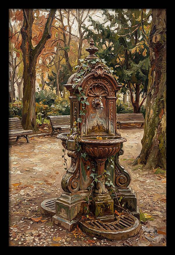 Victorian Drinking Fountain In Autumn
