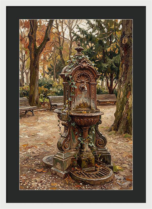 Victorian Drinking Fountain In Autumn