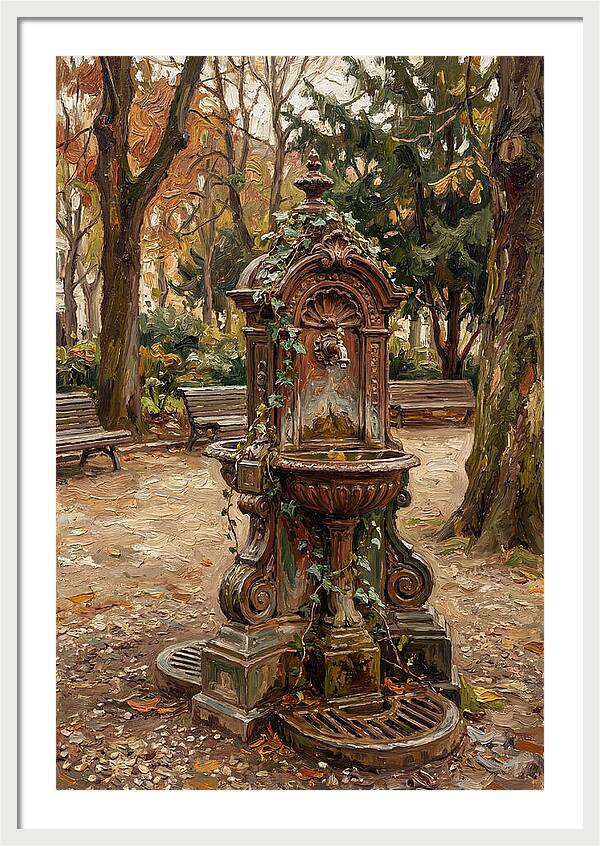 Victorian Drinking Fountain In Autumn