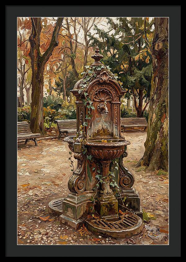 Victorian Drinking Fountain In Autumn