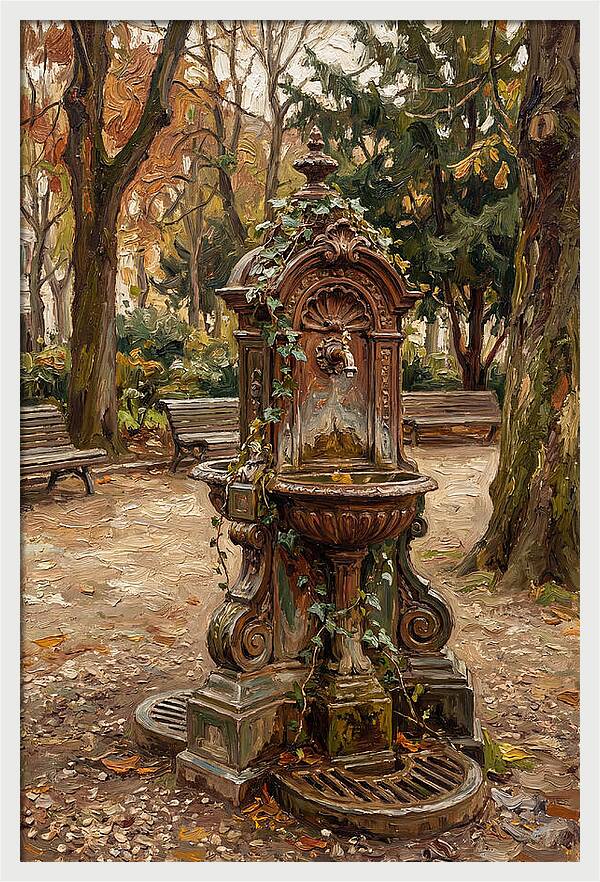 Victorian Drinking Fountain In Autumn
