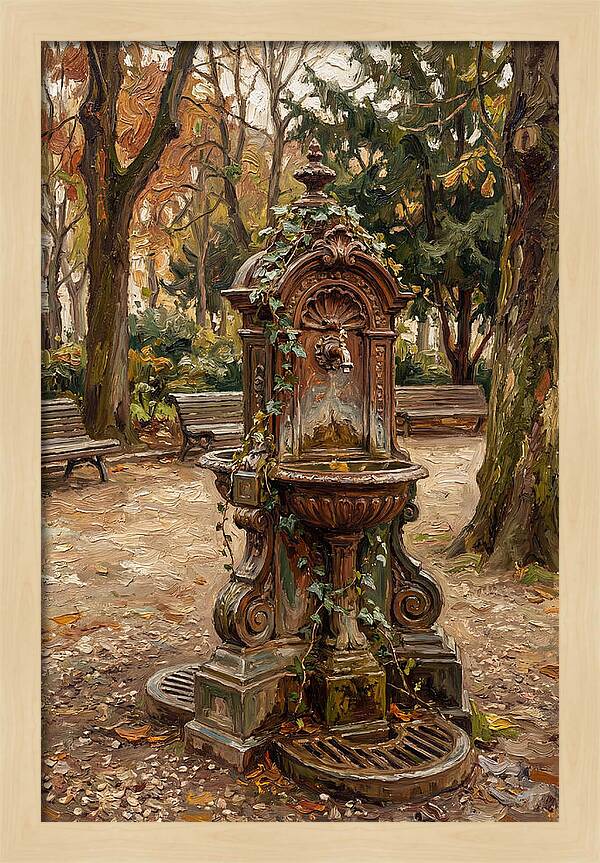 Victorian Drinking Fountain In Autumn