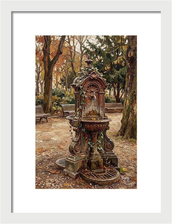 Victorian Drinking Fountain In Autumn
