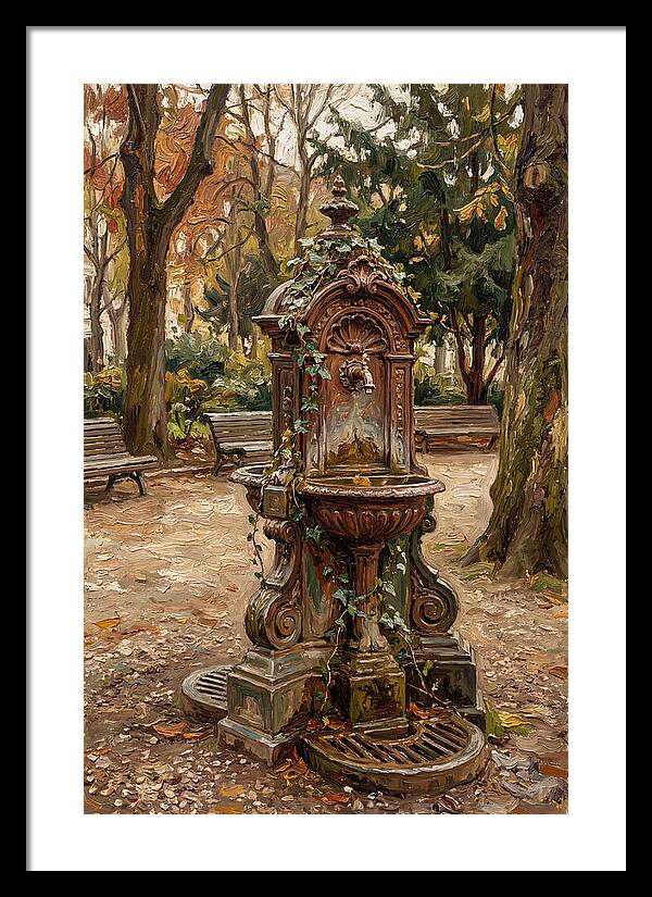 Victorian Drinking Fountain In Autumn