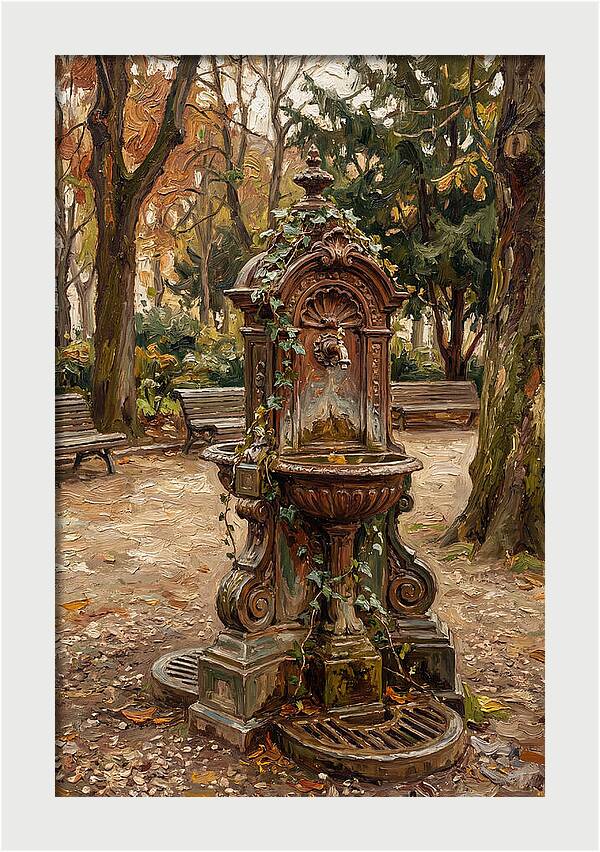 Victorian Drinking Fountain In Autumn