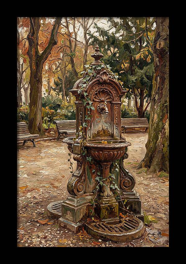 Victorian Drinking Fountain In Autumn