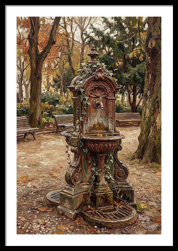 Victorian Drinking Fountain In Autumn