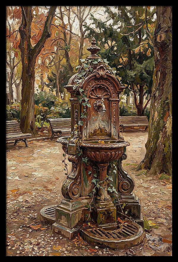 Victorian Drinking Fountain In Autumn